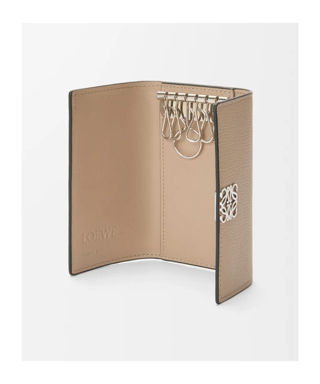 Anagram Key Case In Pebble Grained Calfskin