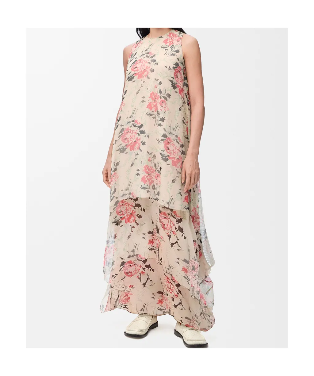 Sleeveless Asymmetric Hem Maxi Dress