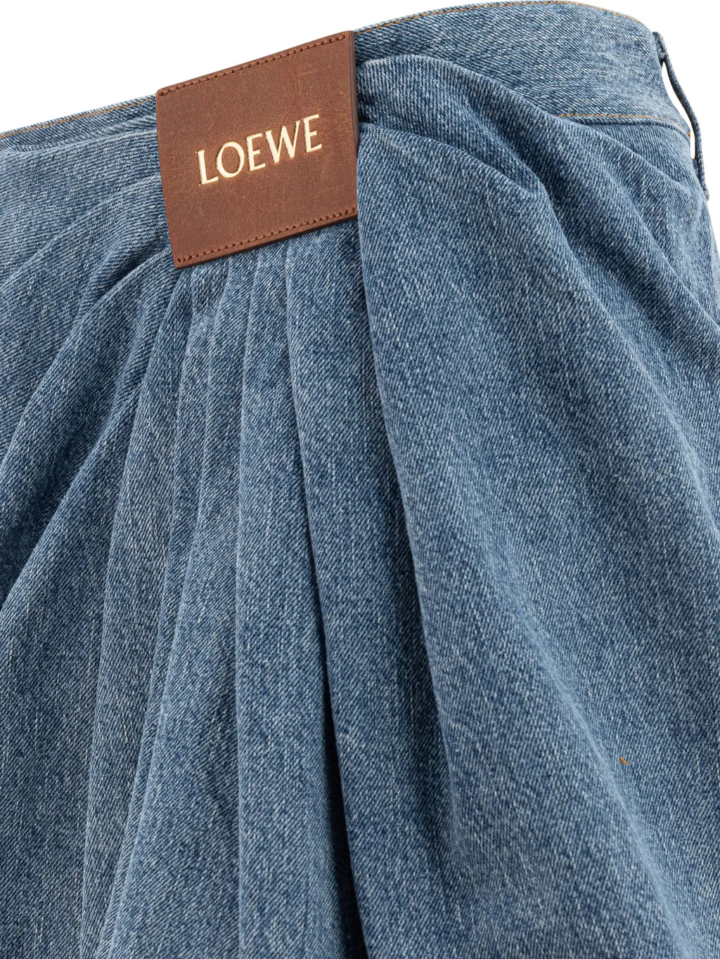 Draped Denim Mini Skirt