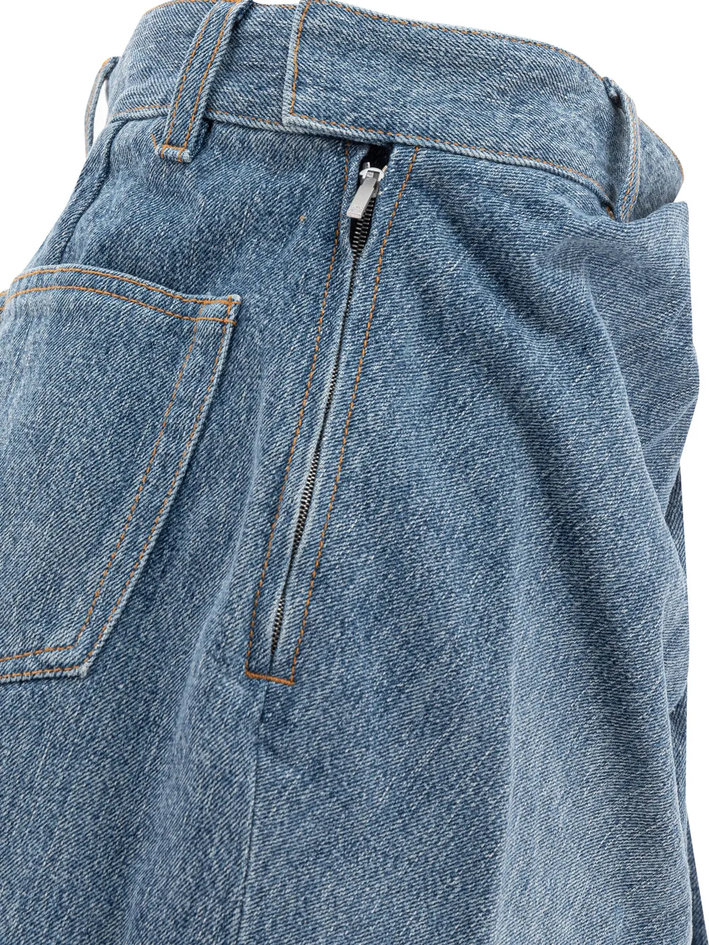 Draped Denim Mini Skirt