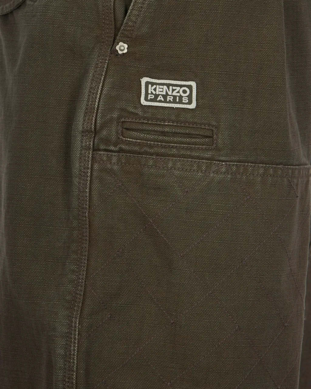 Kenzo Weave Double Knee Pants In Washed Cotton