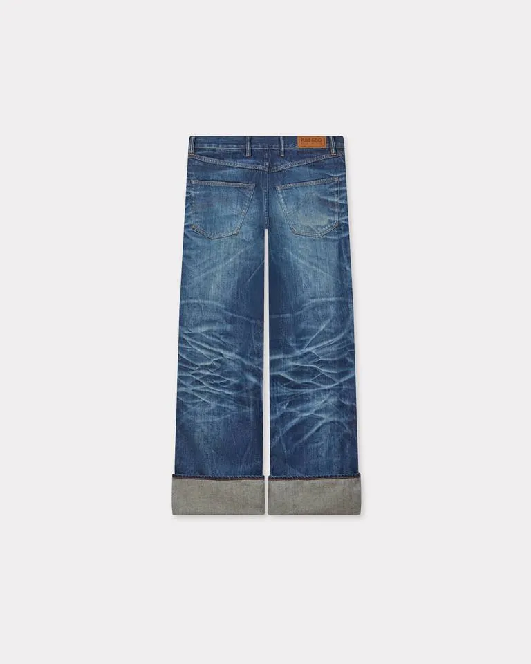 Logo Patch Straight Leg Jeans