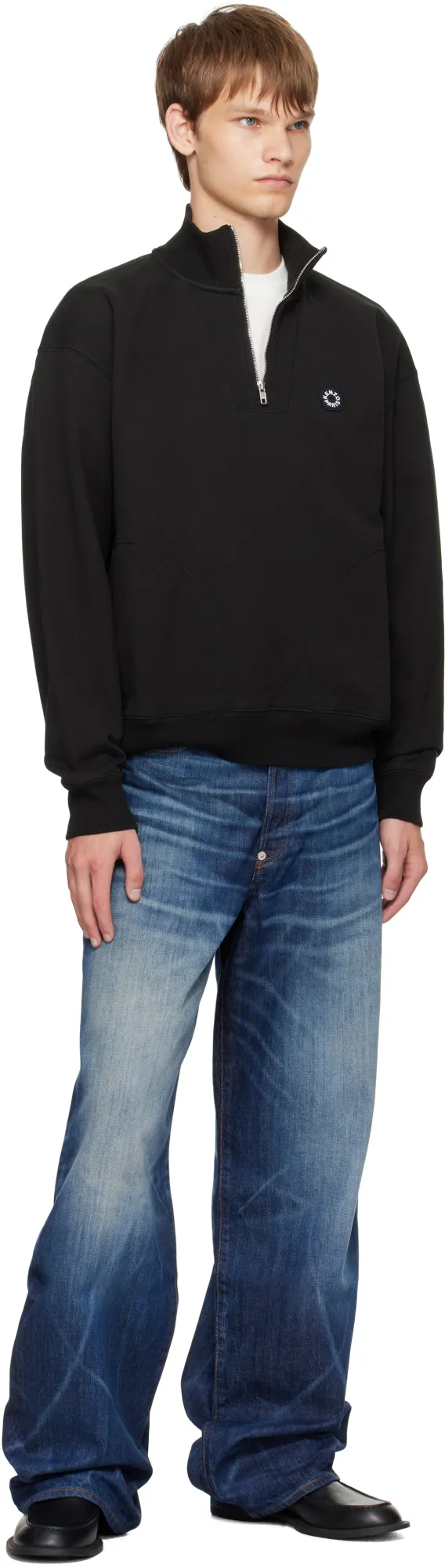 Logo Patch Straight Leg Jeans