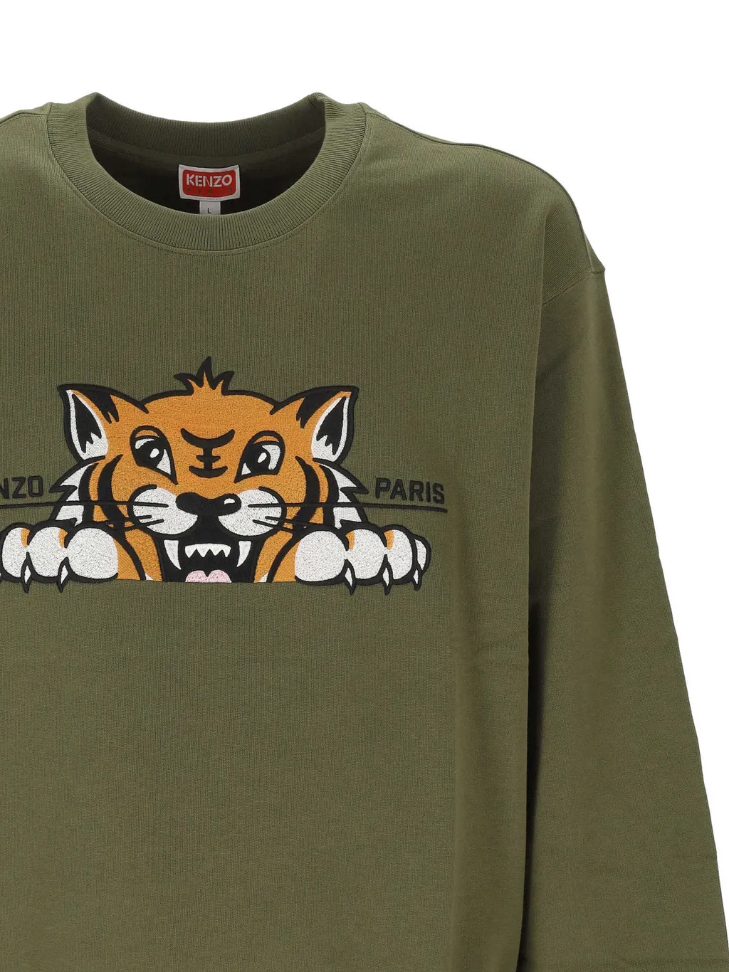 Happy Tiger Embroidered Sweatshirt In Cotton