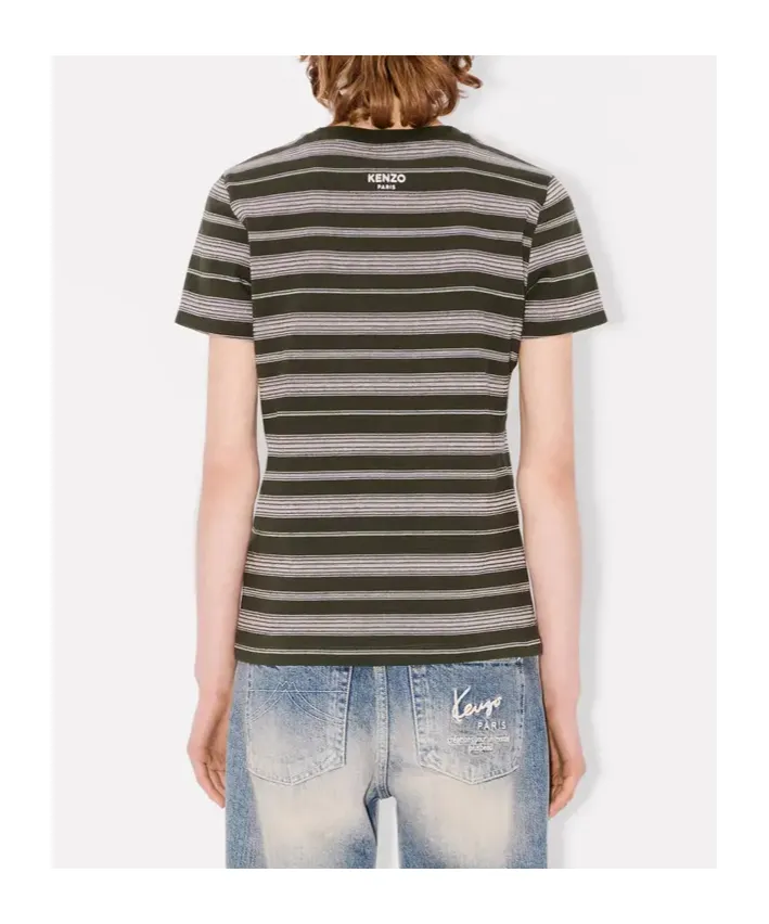 Striped Cotton T-Shirt Boke Flower