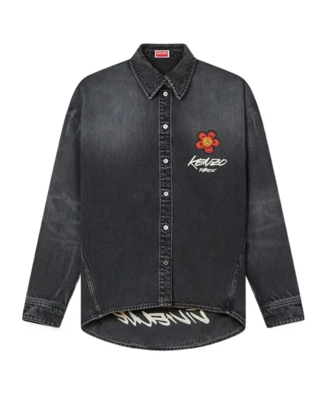 Kenzo X Futura 2000 Embroidered Workwear Shirt In Japanese Denim