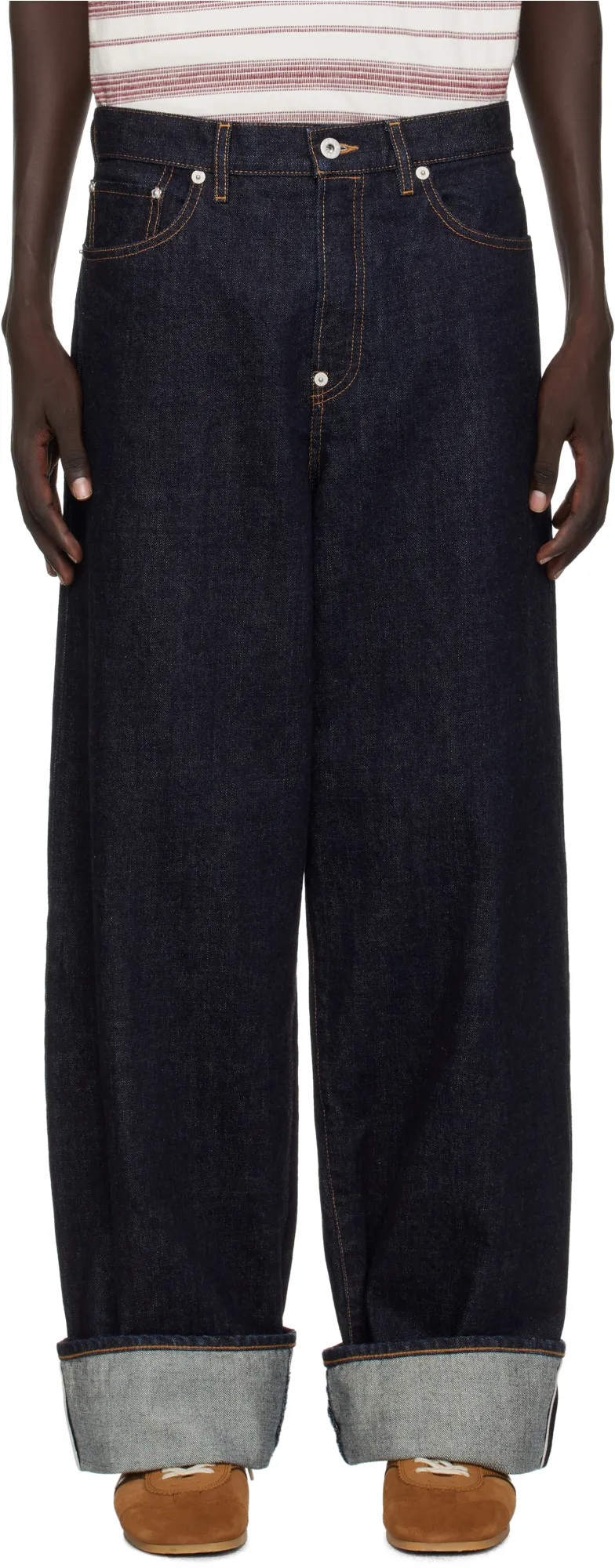Turn Up Wide Fit Jeans In Japanese Denim