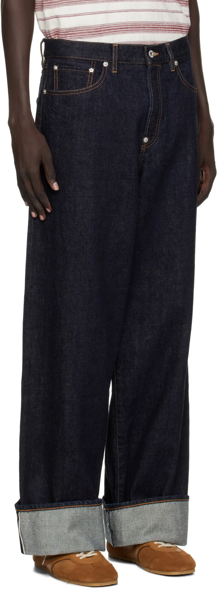 Turn Up Wide Fit Jeans In Japanese Denim