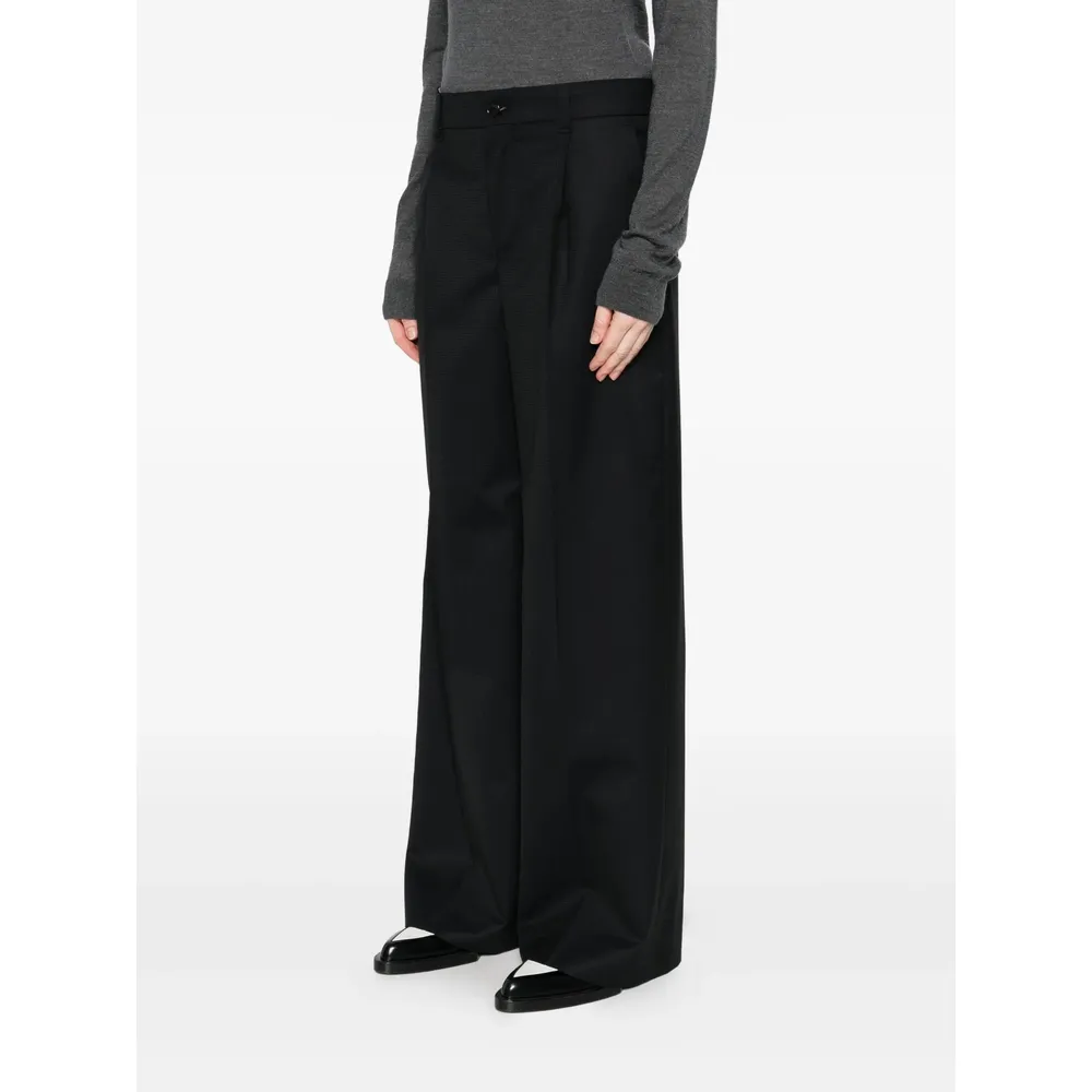 Kenzo Weave Wide Leg Pants In Wool Jacquard