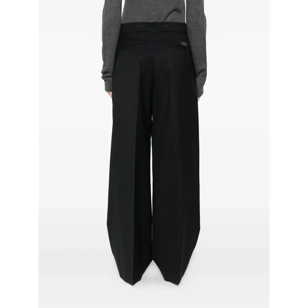 Kenzo Weave Wide Leg Pants In Wool Jacquard