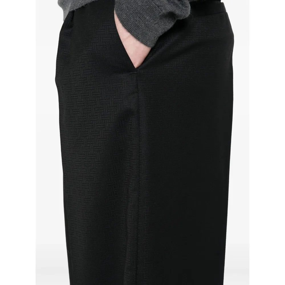 Kenzo Weave Wide Leg Pants In Wool Jacquard