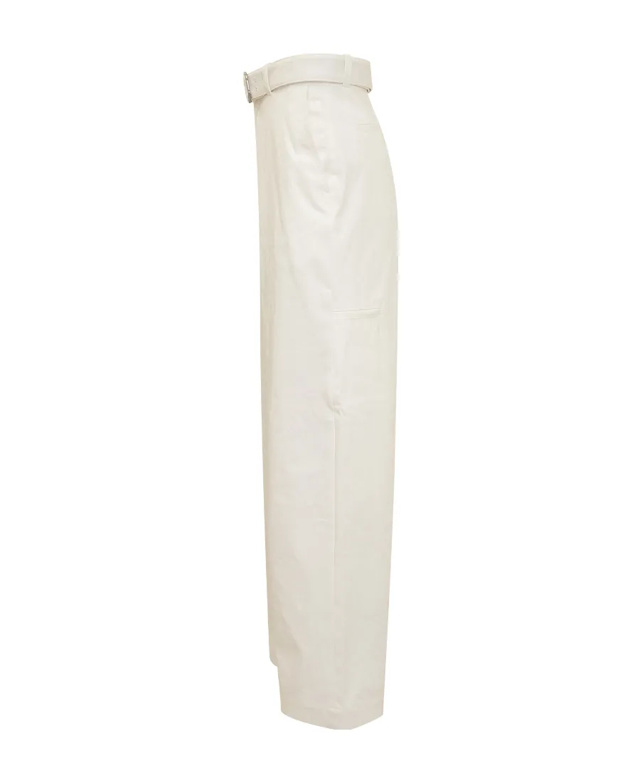 Belted-Waist Wide-Leg Pants