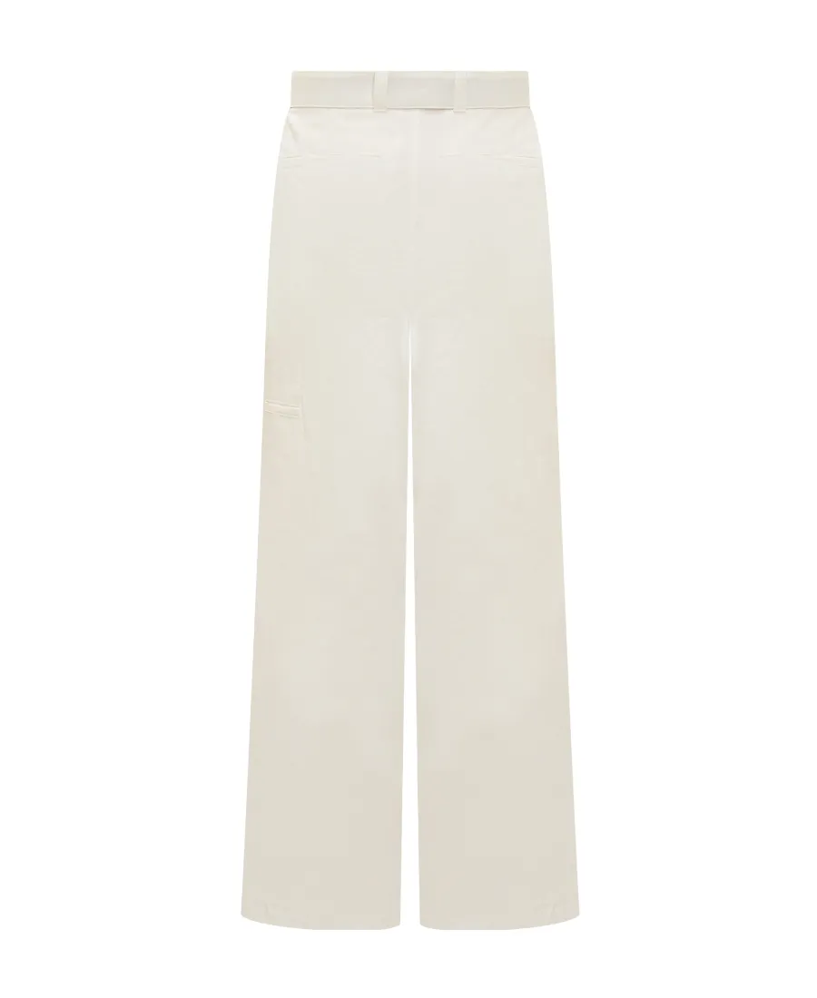 Belted-Waist Wide-Leg Pants