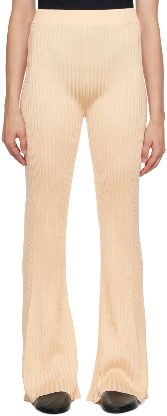 High-Waisted Chunky Ribbed Knit Trousers