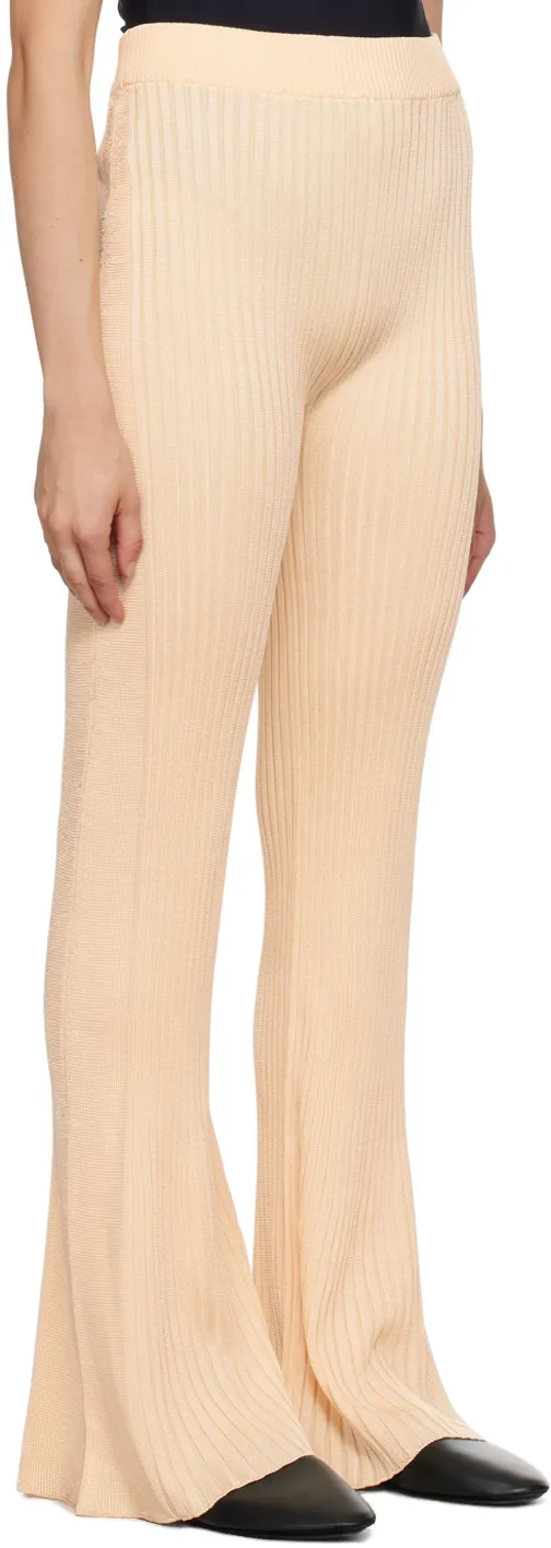 High-Waisted Chunky Ribbed Knit Trousers