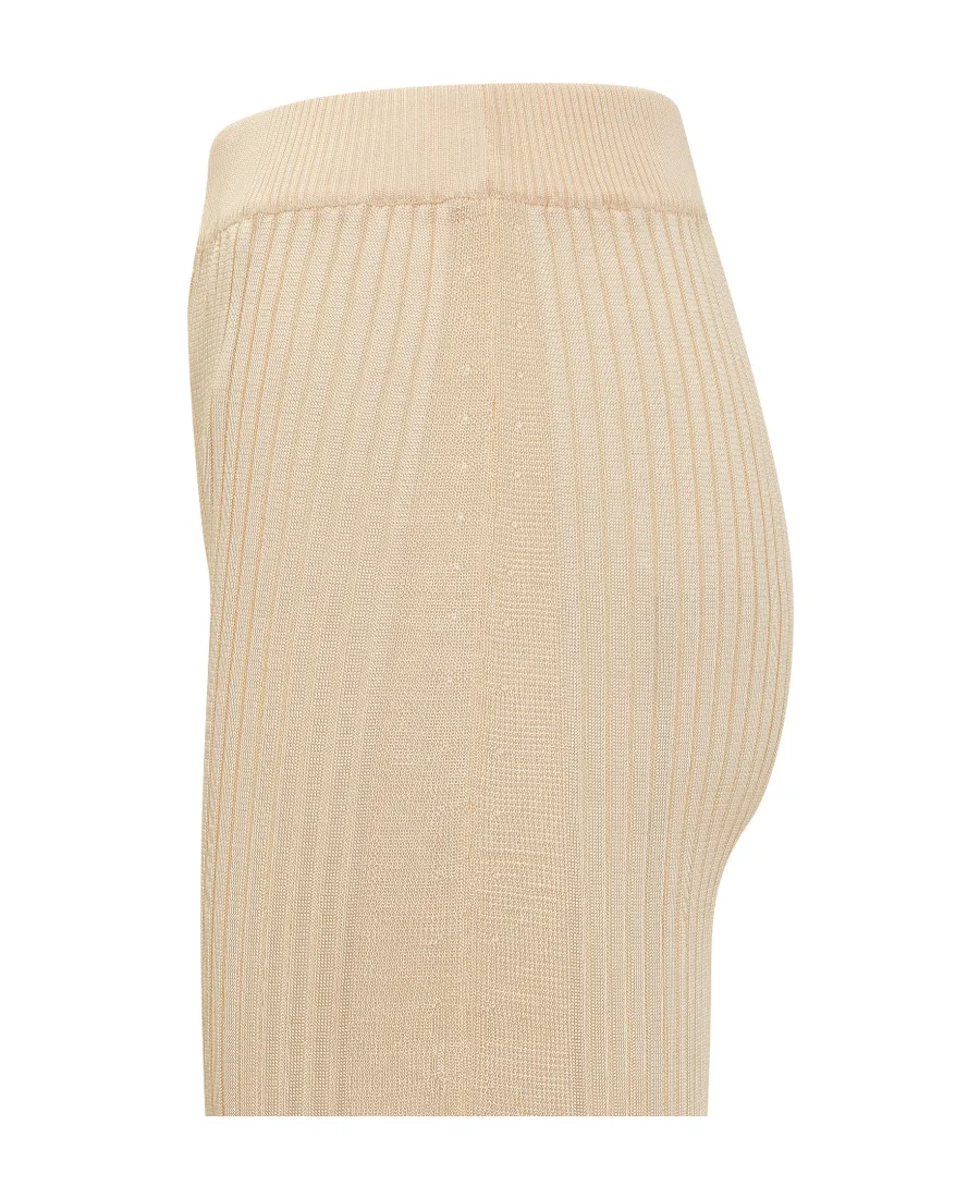 High-Waisted Chunky Ribbed Knit Trousers