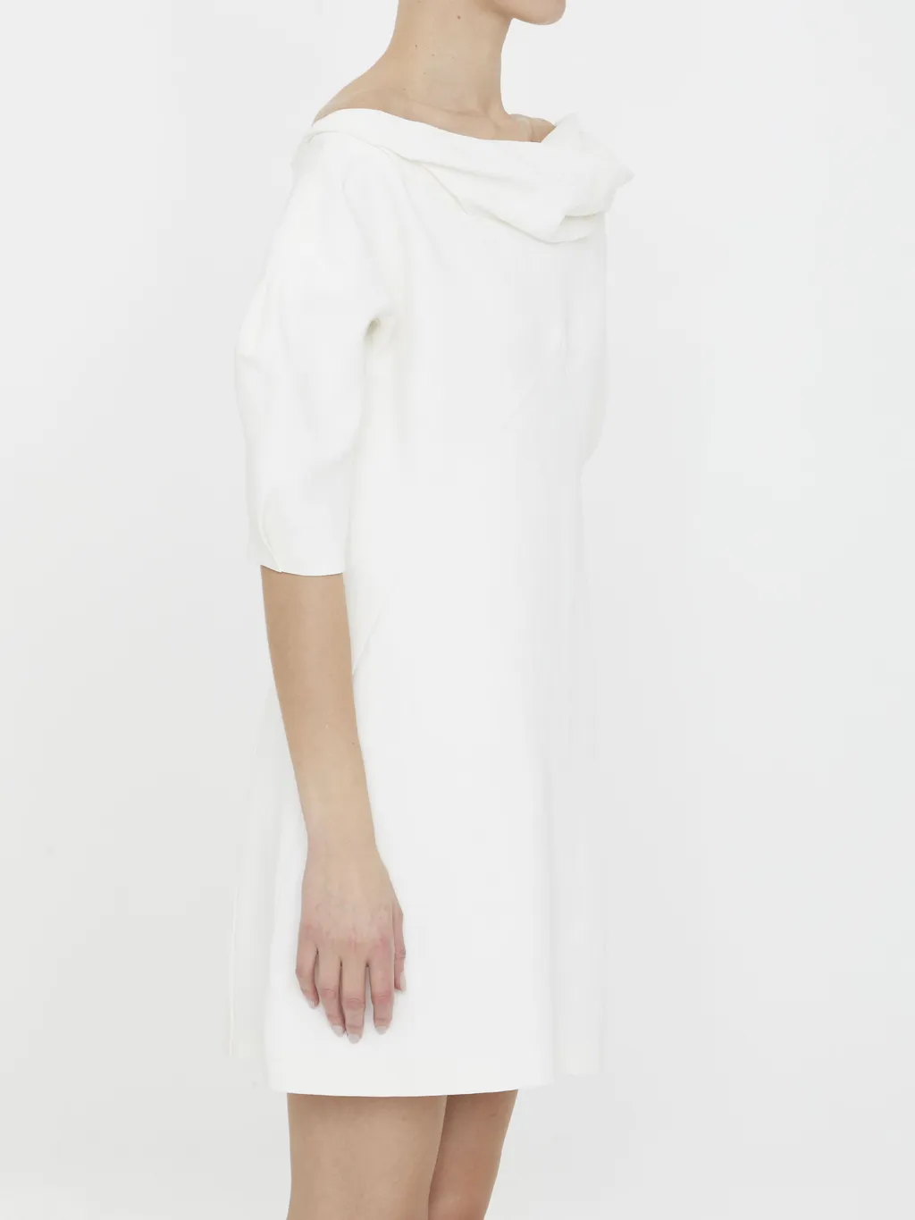Ruched Short-Sleeved Mini Dress