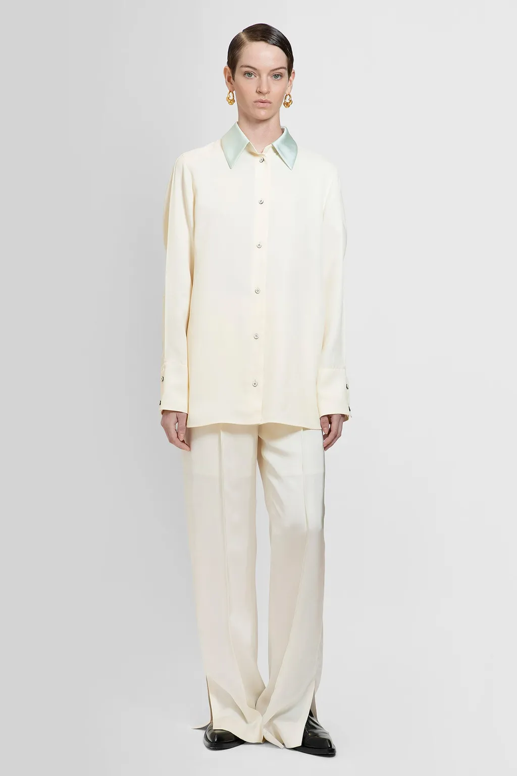 Side-Slit Detailed Straight-Leg Trousers