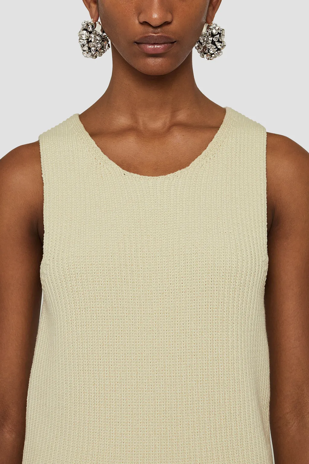 Cut-Out Detailed High-Neck Knitted Vest