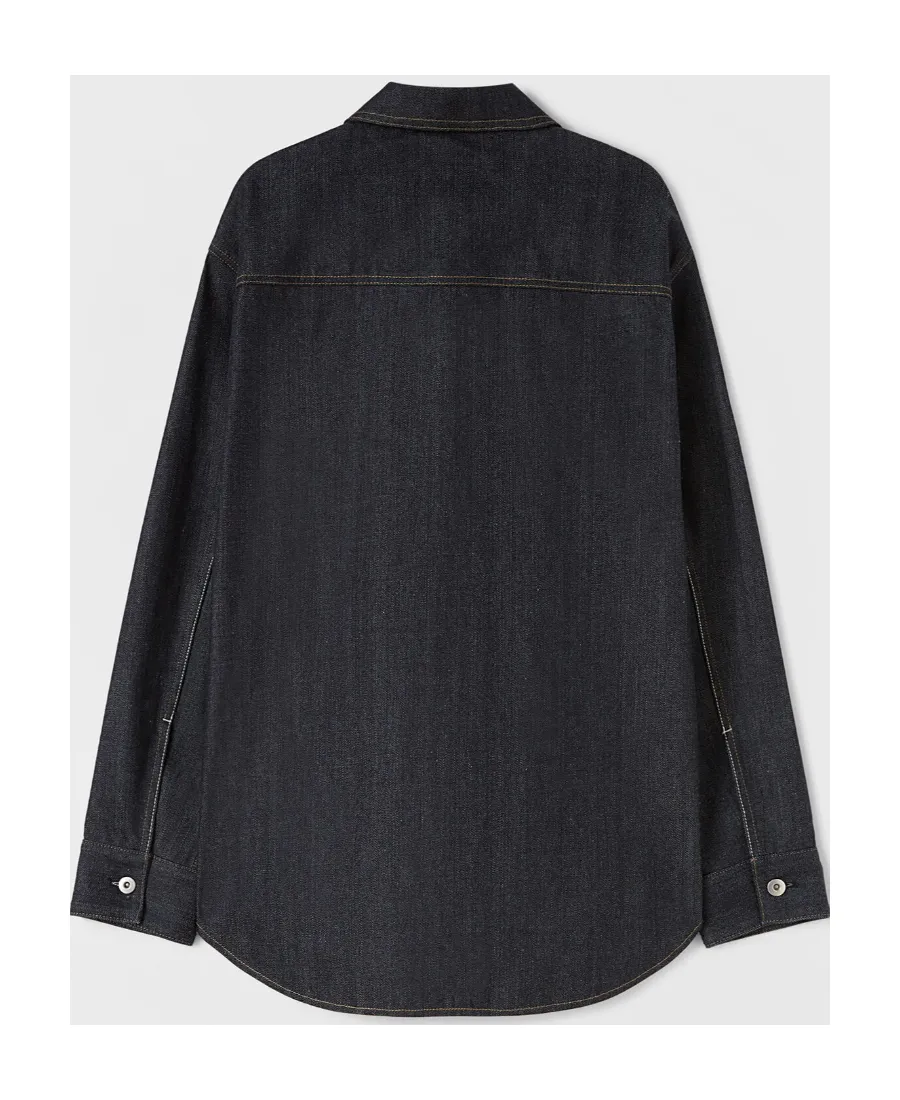 Curved Hem Denim Shirt
