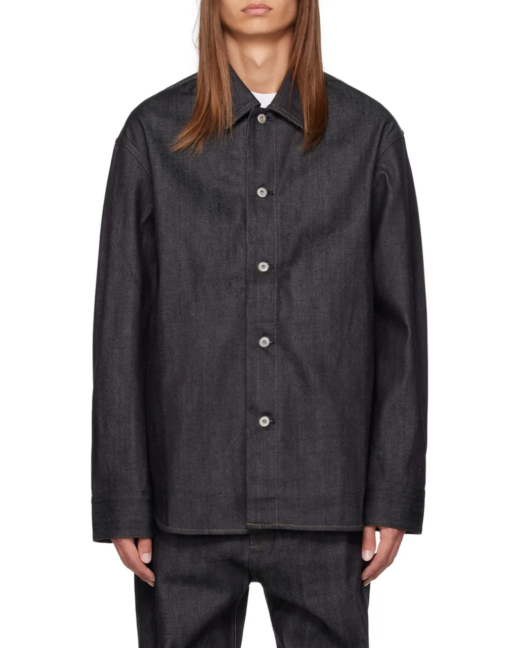Curved Hem Denim Shirt