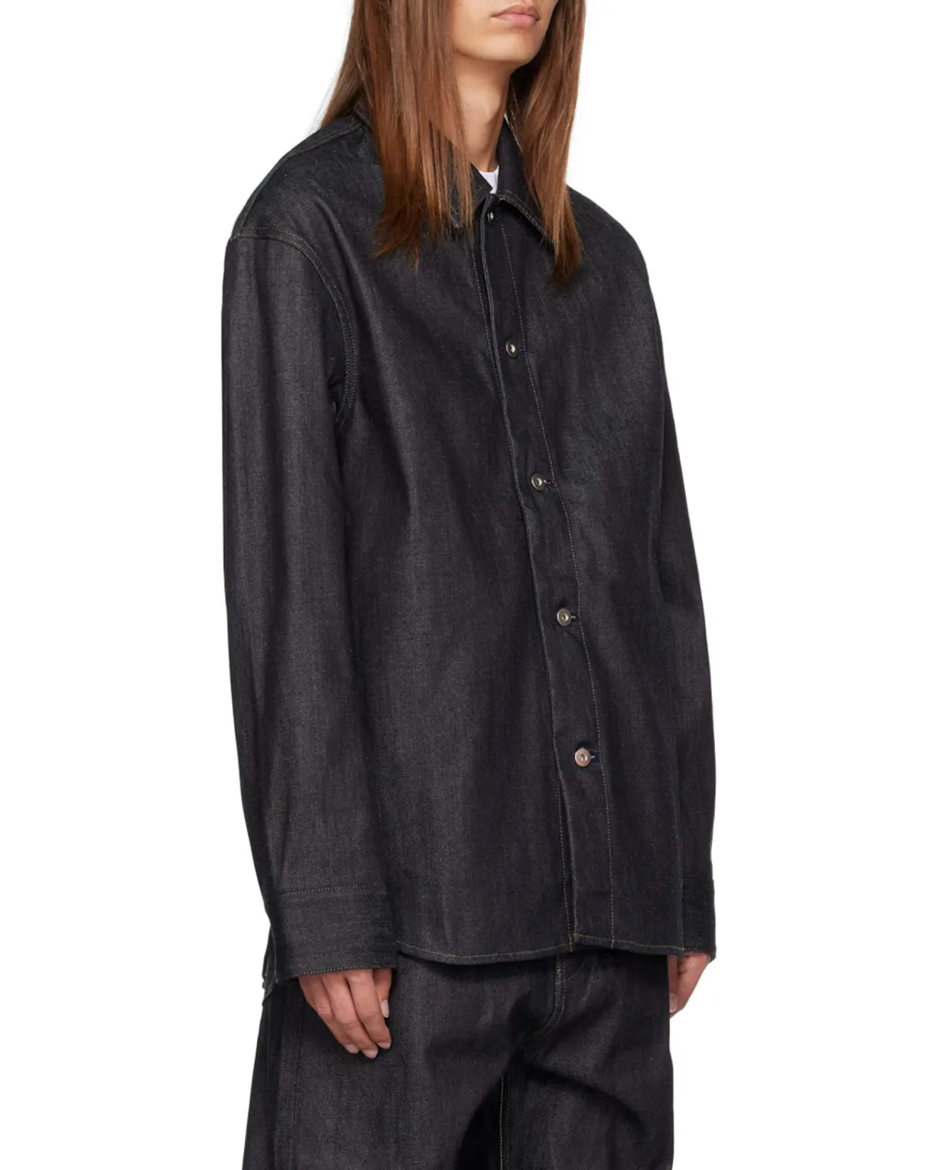 Curved Hem Denim Shirt