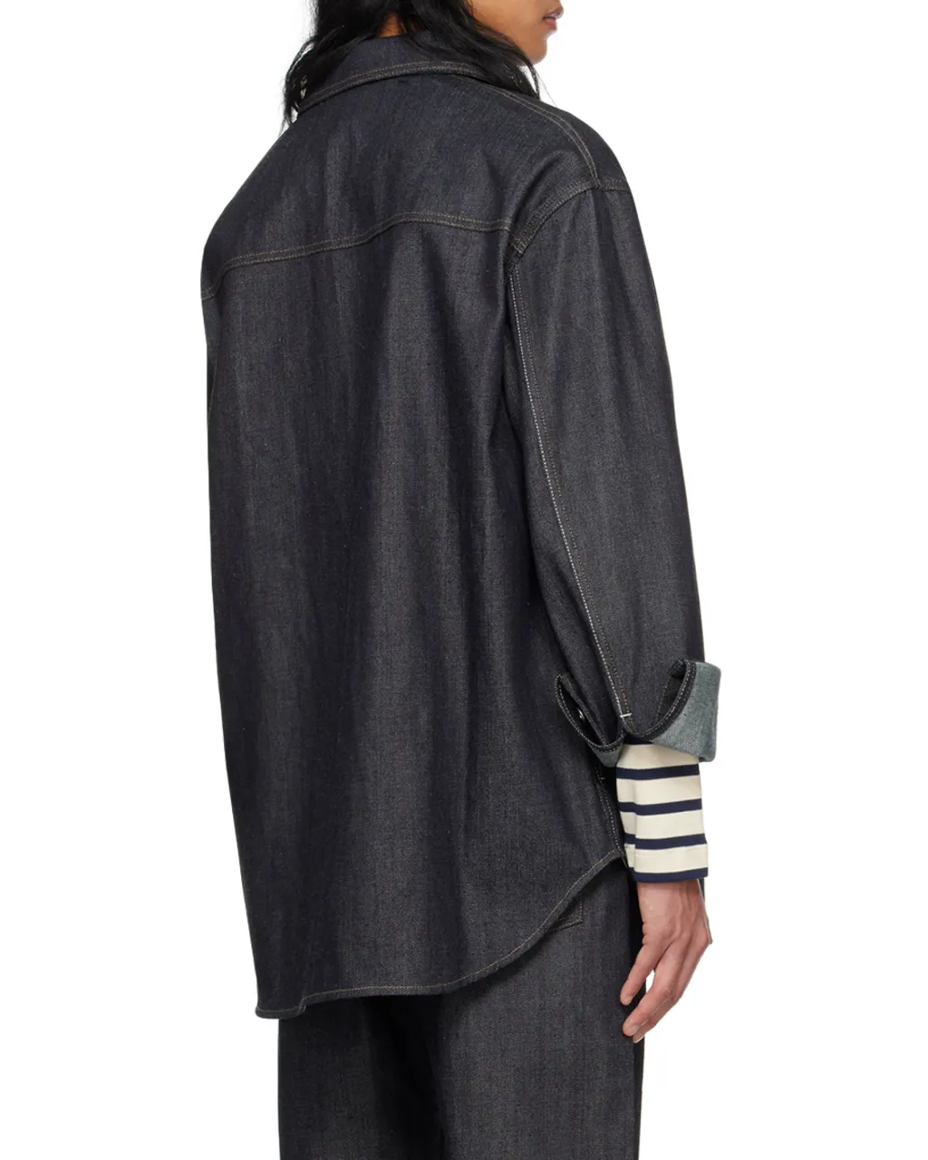 Curved Hem Denim Shirt