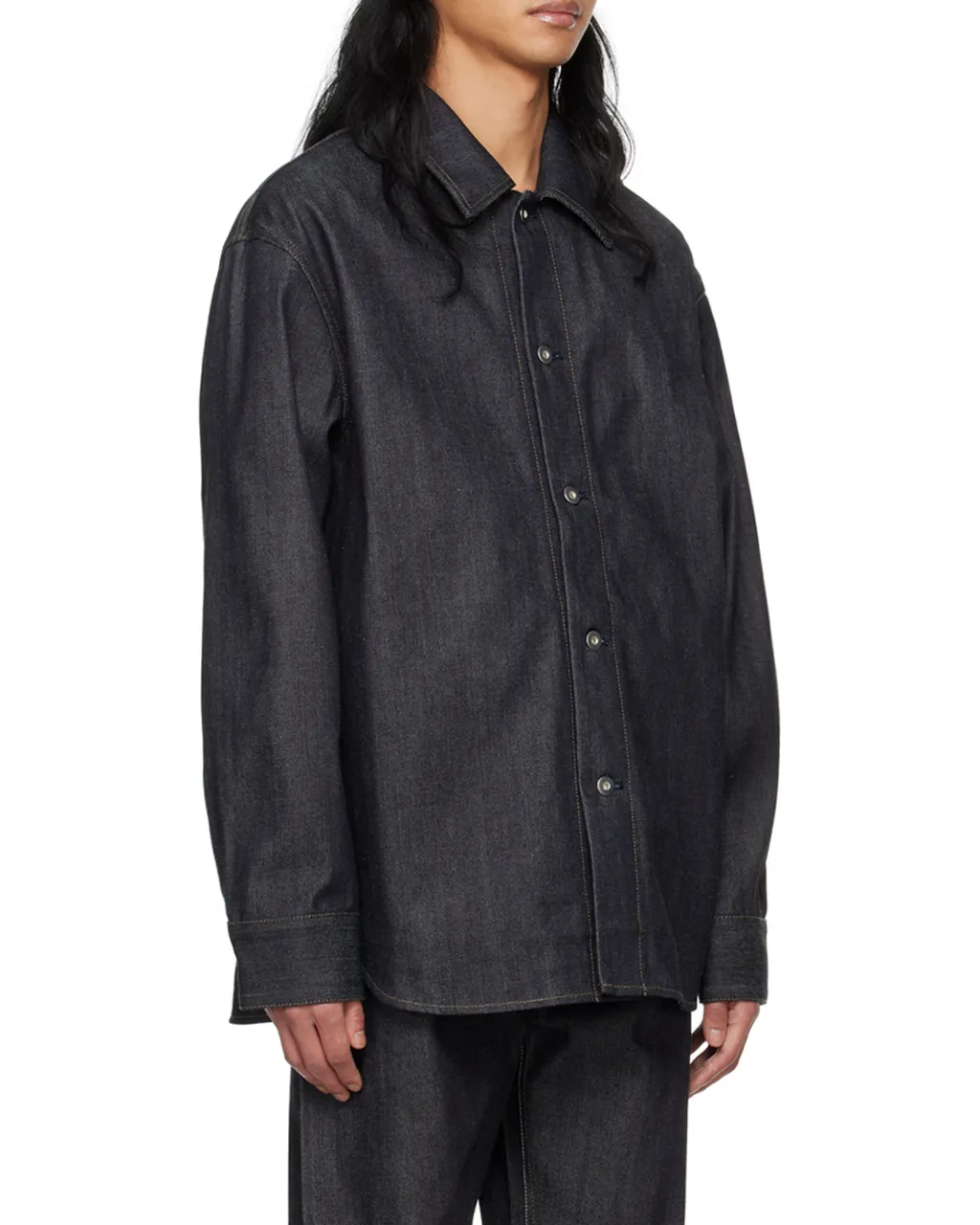 Curved Hem Denim Shirt