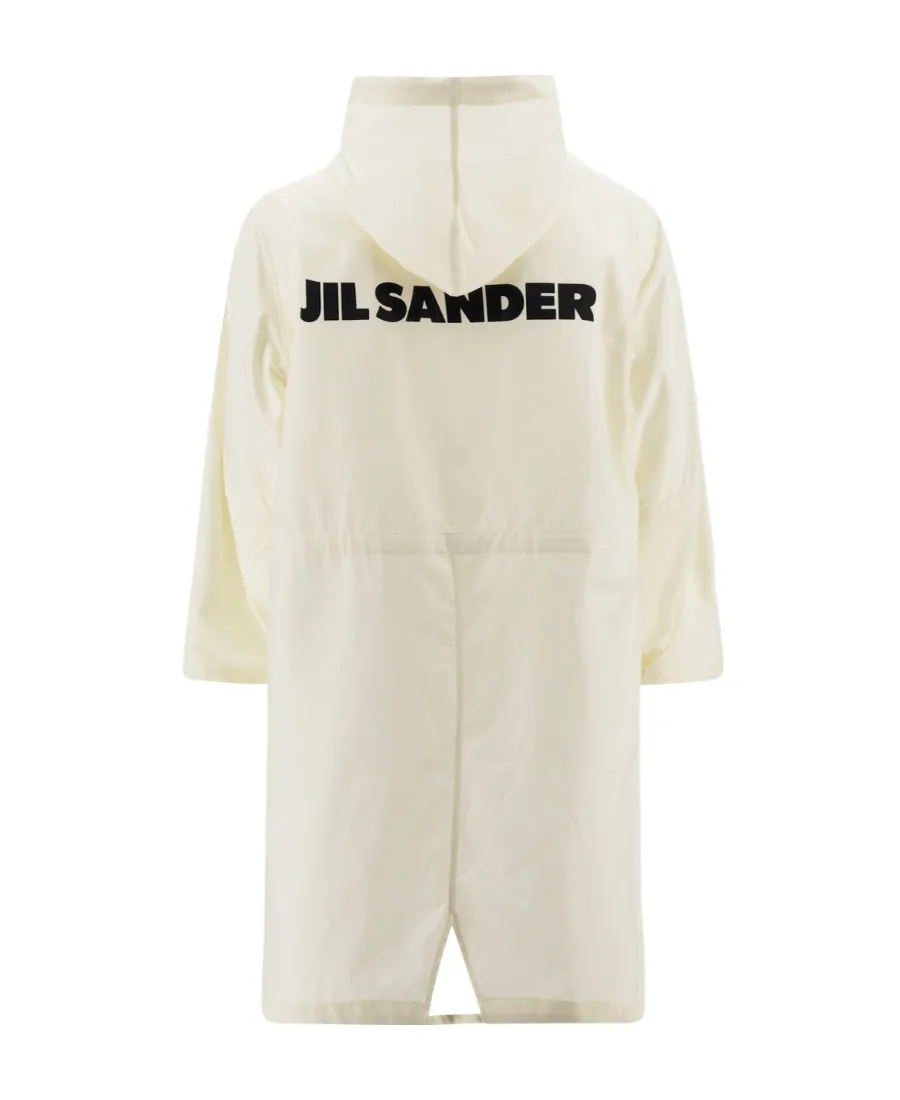 Logo Printed Drawstring Hooded Parka