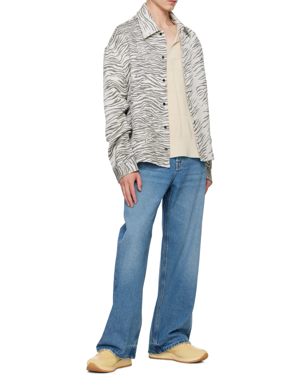 Zebra Print Collared Shirt