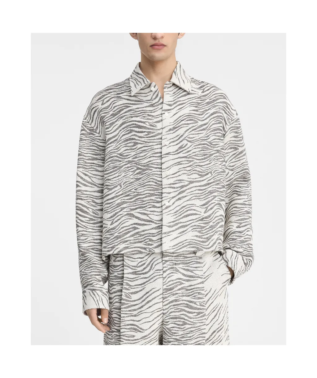 Zebra Print Collared Shirt