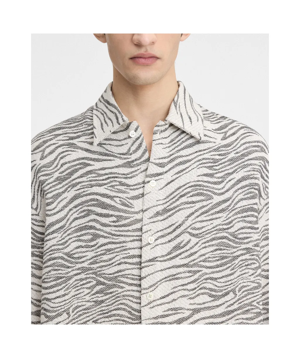Zebra Print Collared Shirt