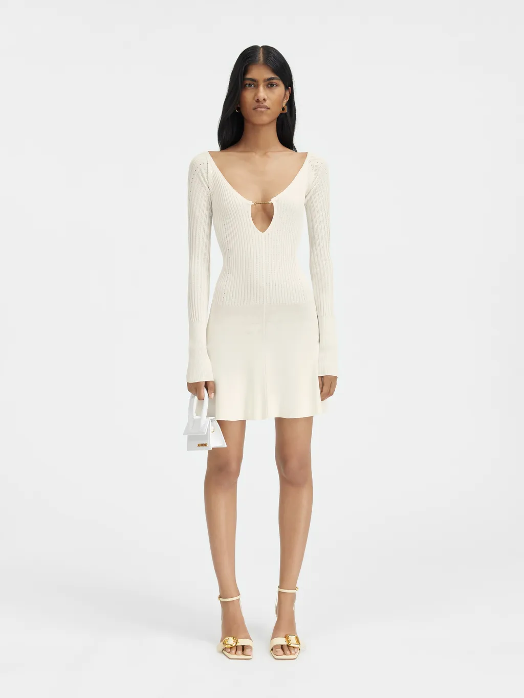 Long-Sleeved Scalloped Mini Dress