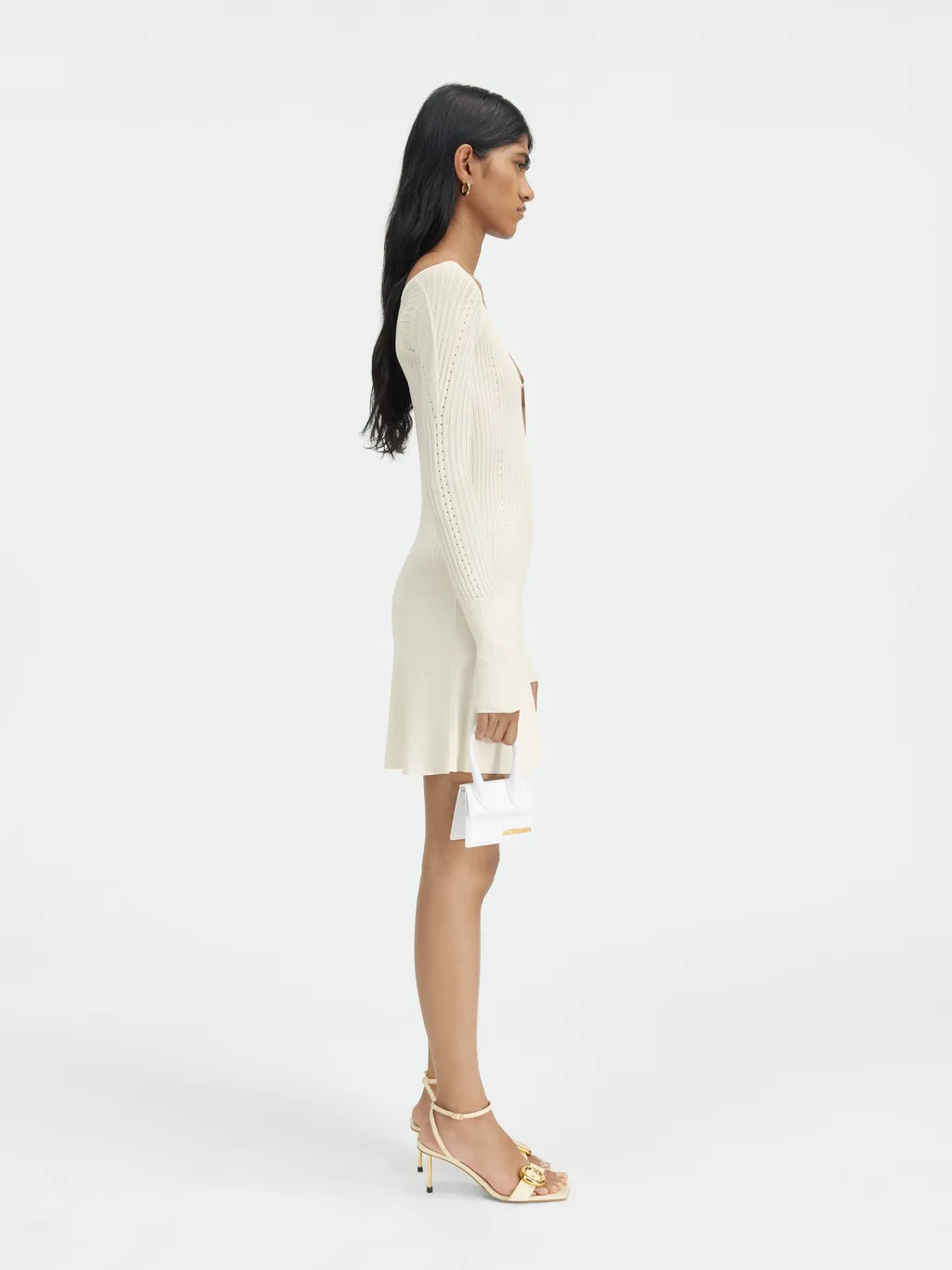 Long-Sleeved Scalloped Mini Dress