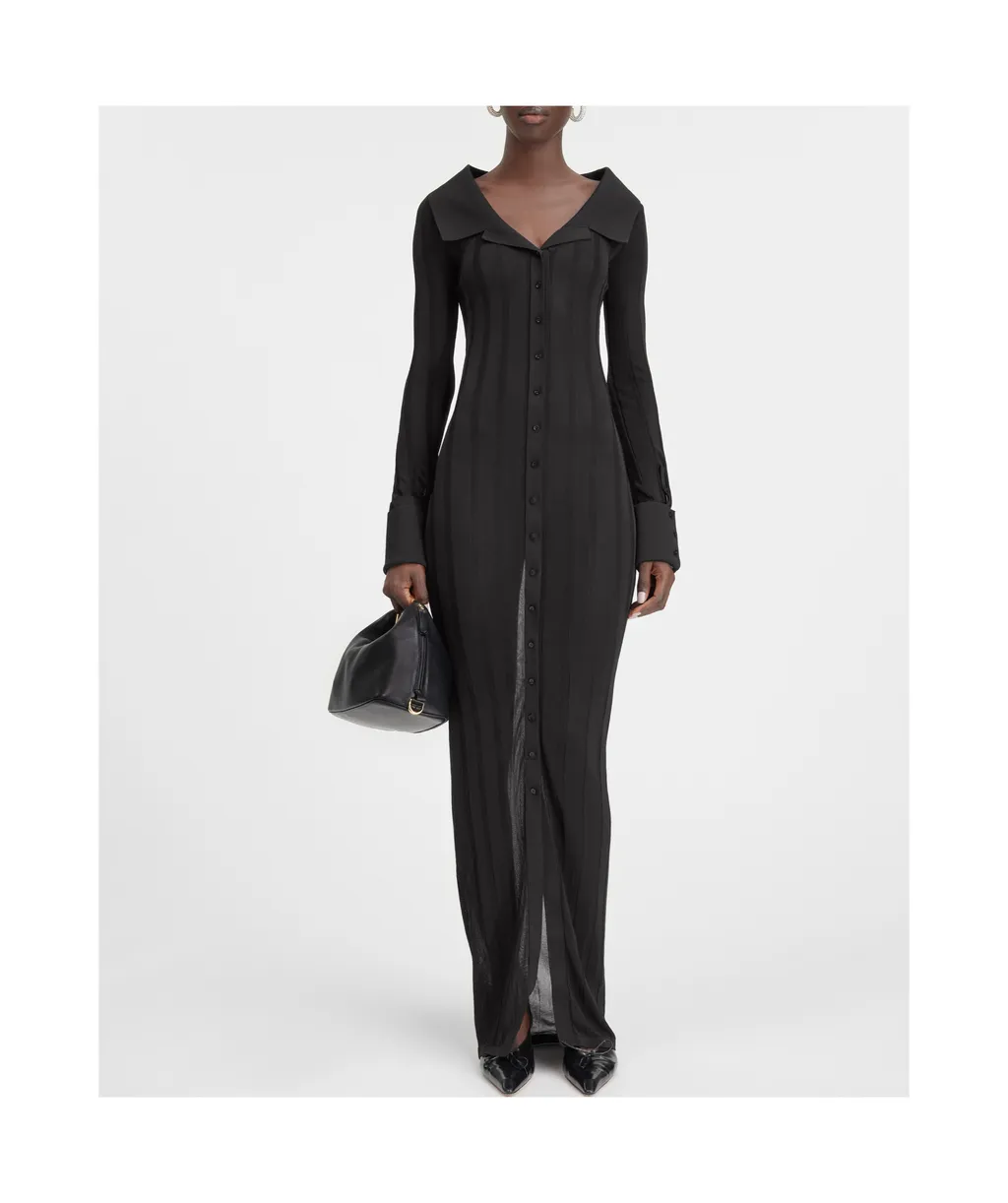 Long Knitted Shirt Dress