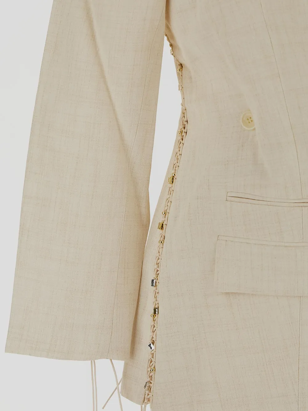 Embroidered Double-Breasted Blazer