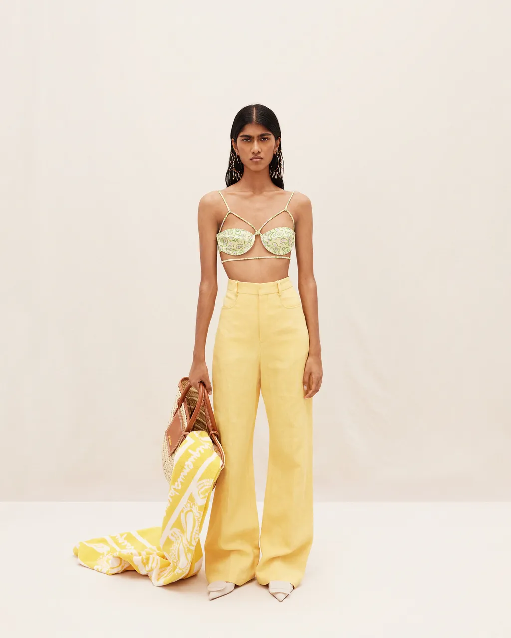 High-Waisted Flared Trousers