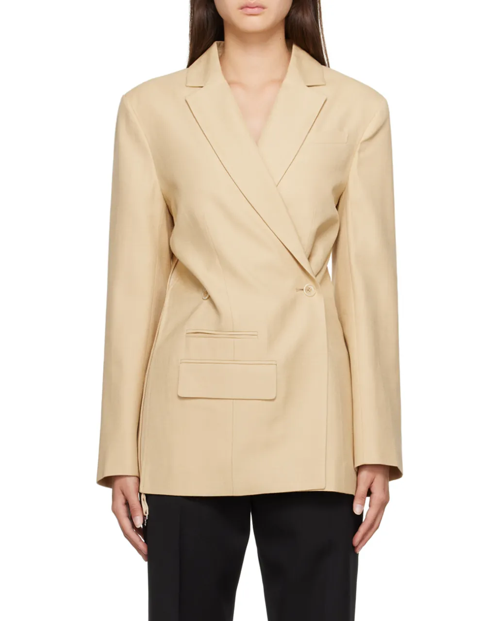 Crossover Double-Breasted Blazer