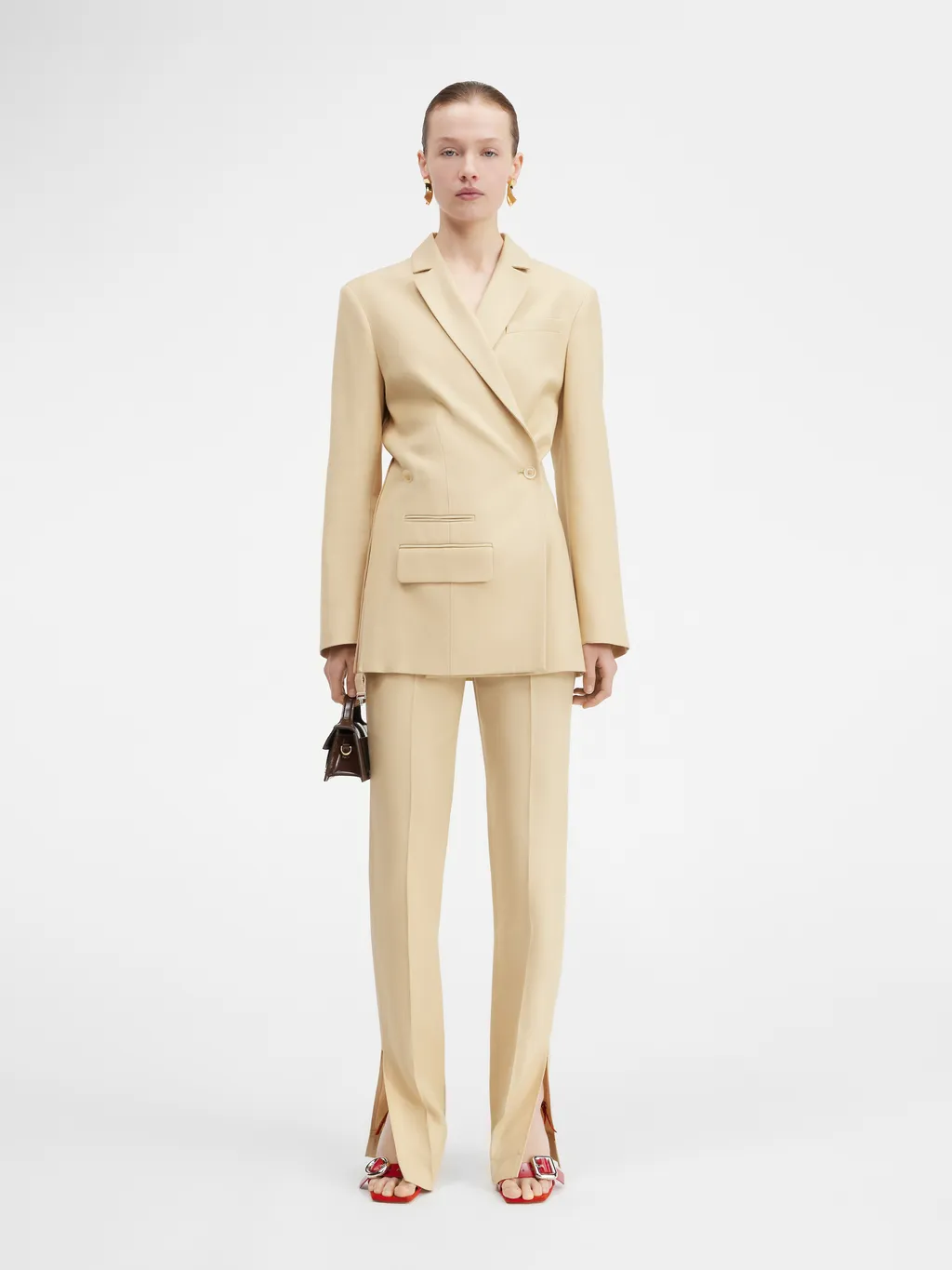 Crossover Double-Breasted Blazer