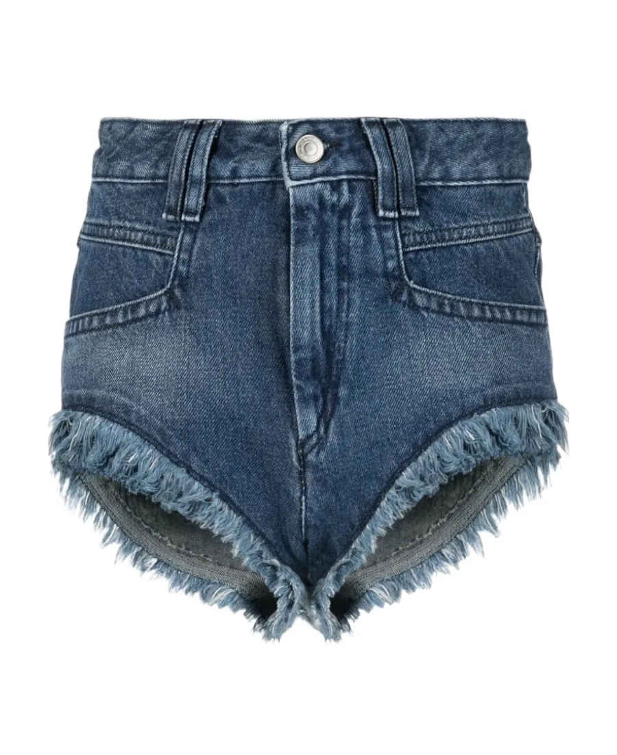 Frayed-Hem Denim Shorts