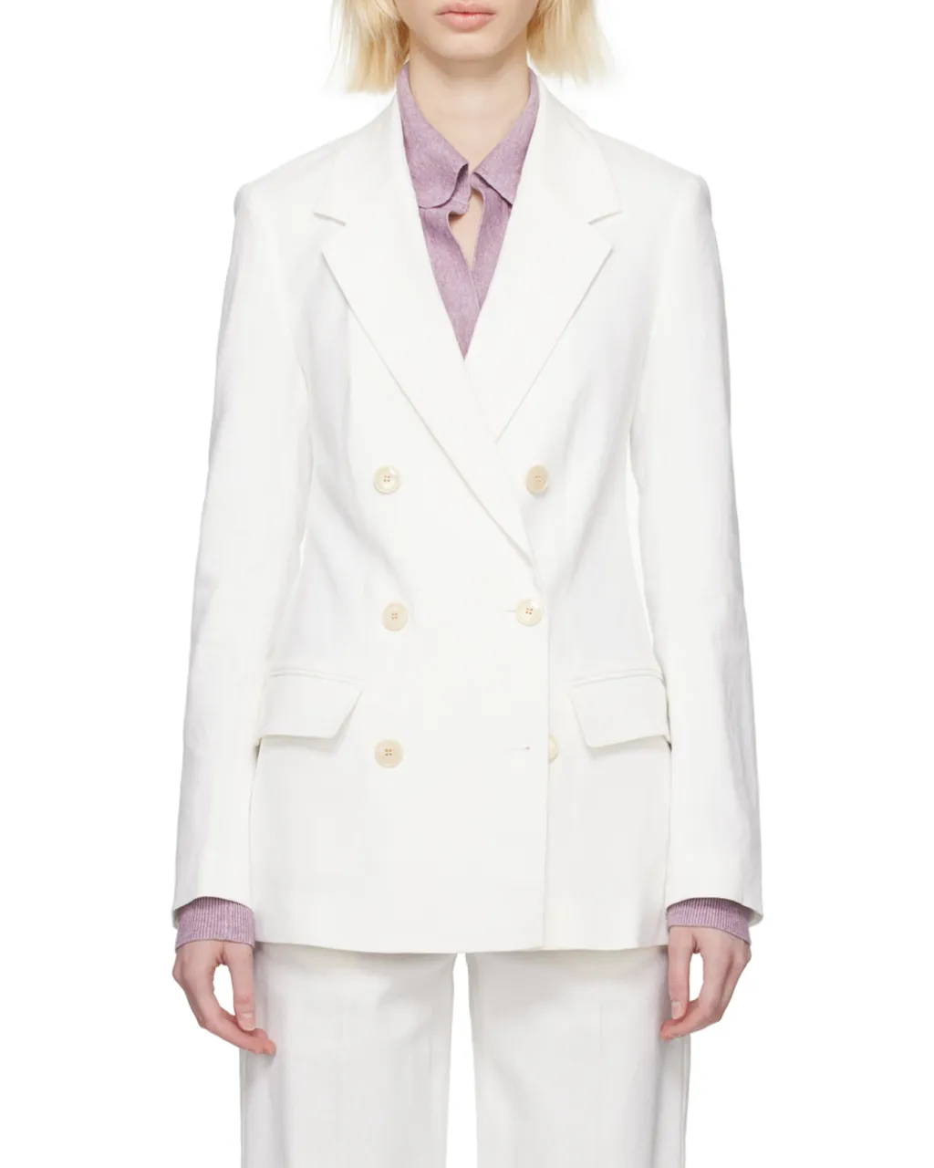 Double-Breasted Button-Fastening Jacket