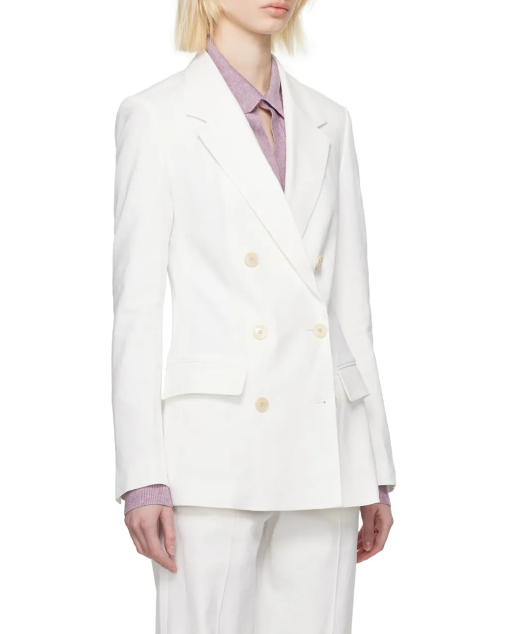Double-Breasted Button-Fastening Jacket