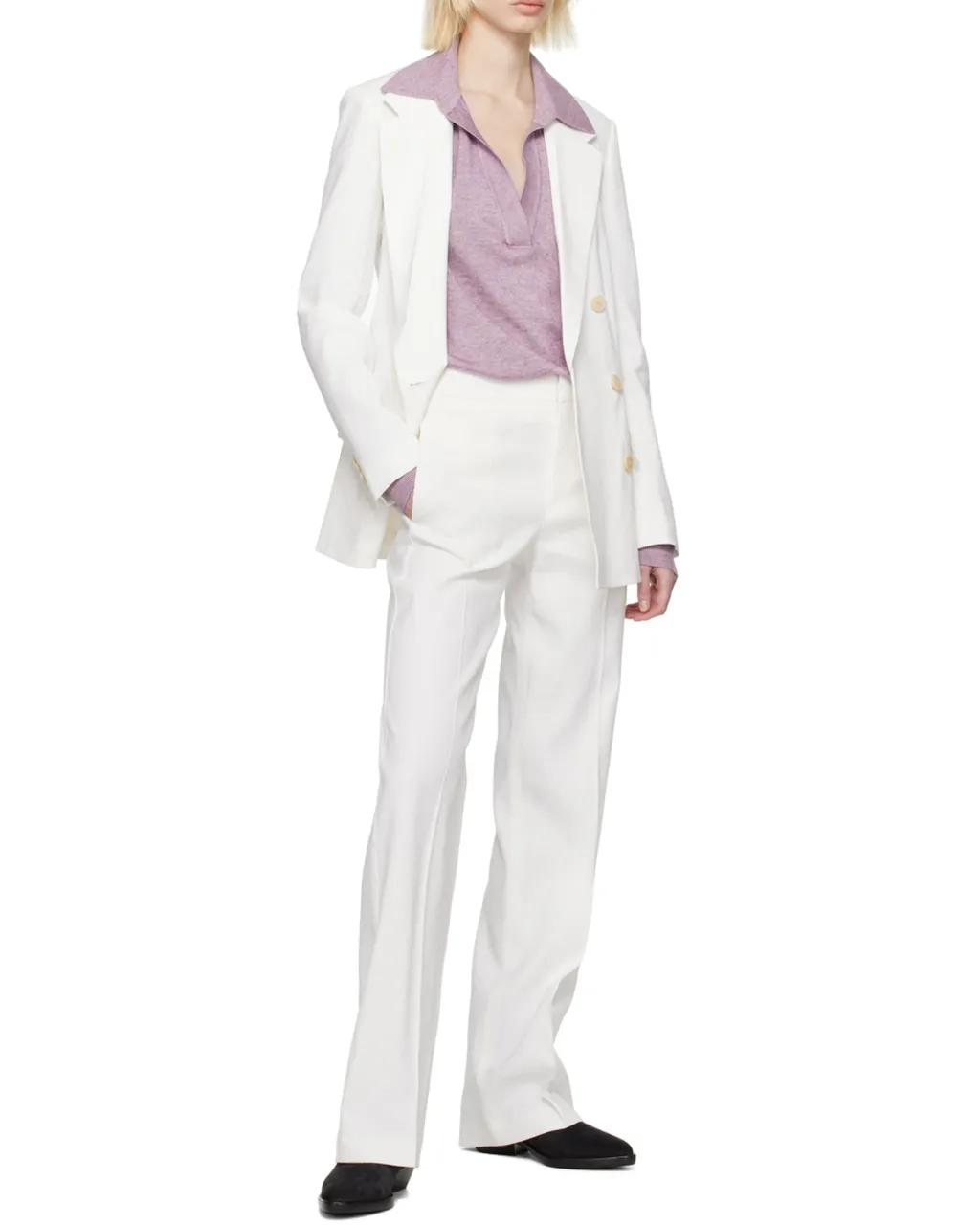 Double-Breasted Button-Fastening Jacket