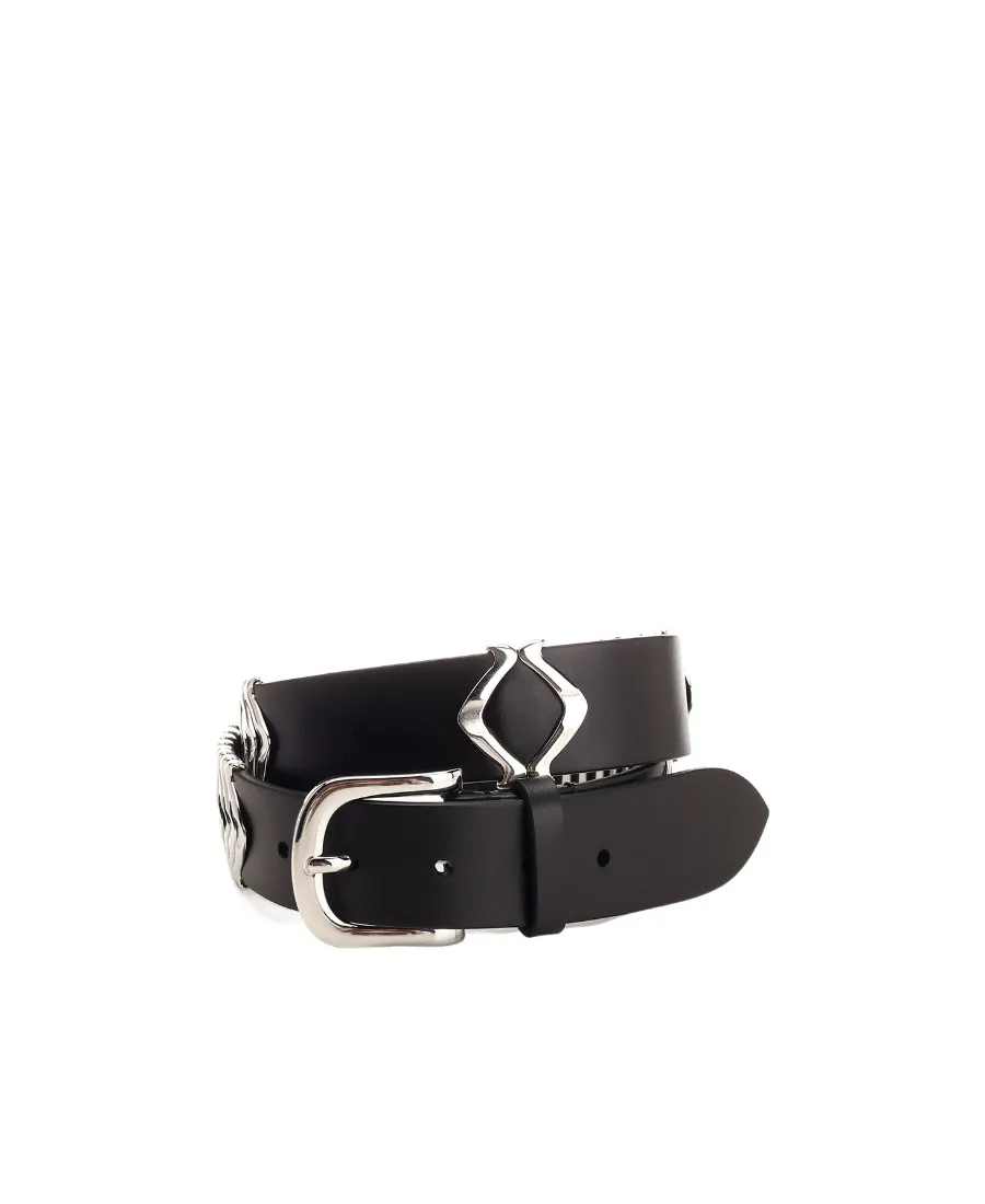Beads-Embellished Buckle Belt