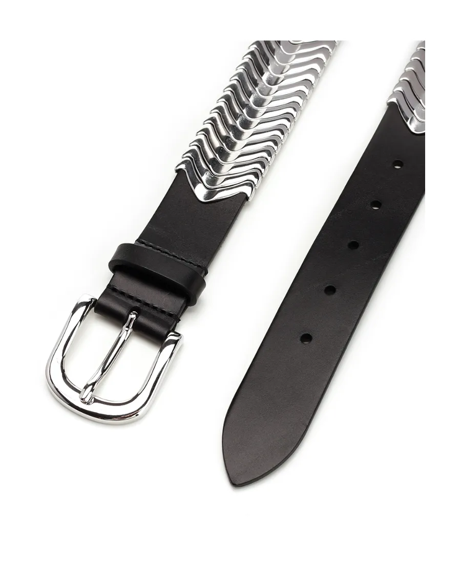 Beads-Embellished Buckle Belt
