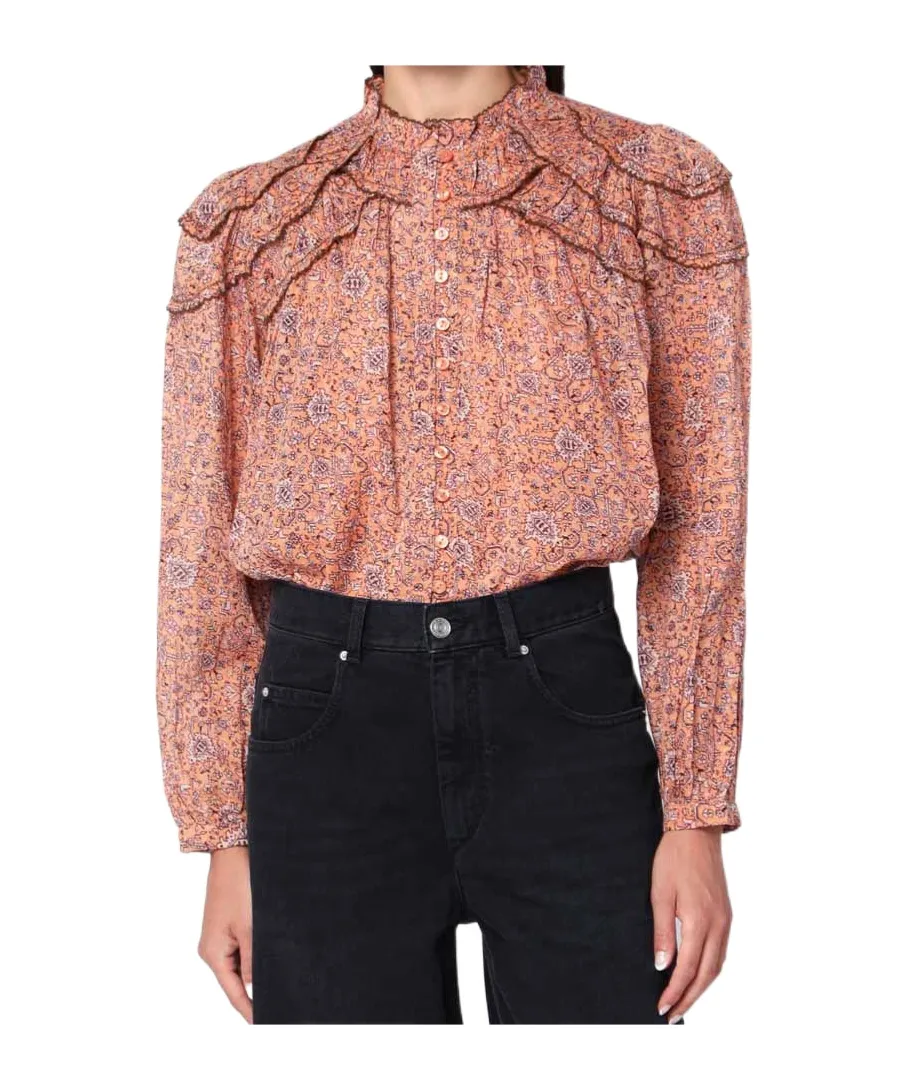 Ruffled Paisley-Print Blouse
