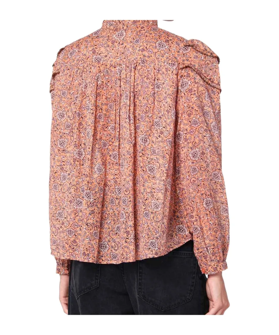 Ruffled Paisley-Print Blouse