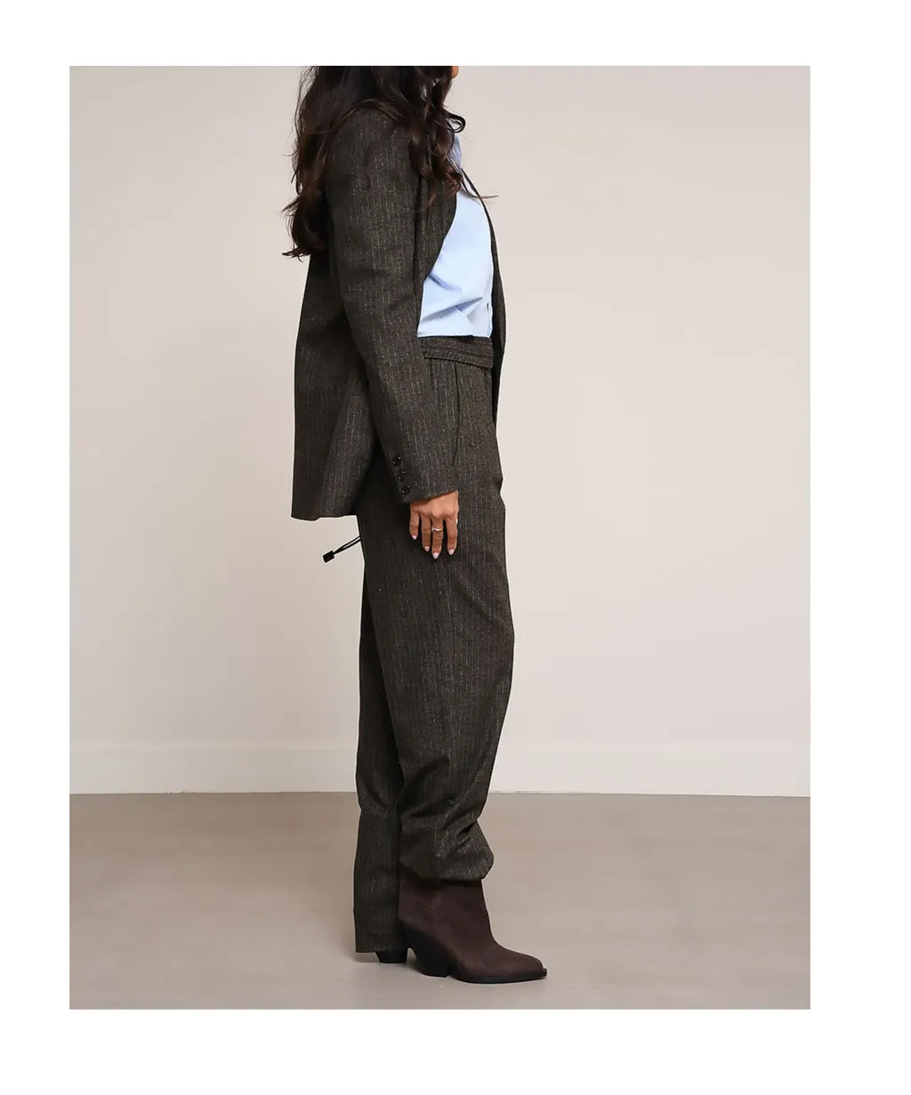 Pinstripe Elastic-Waist Trousers