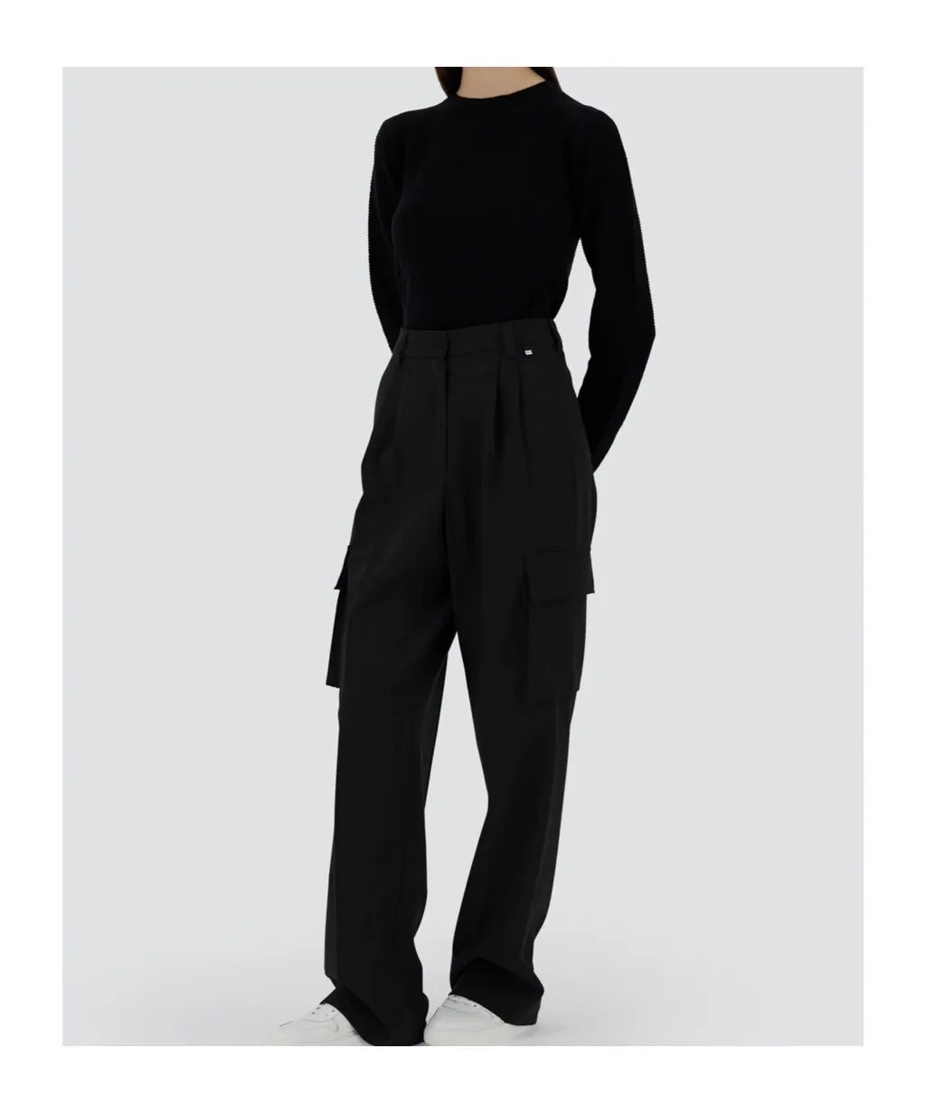 High-Waisted Cargo Tailored Trousers