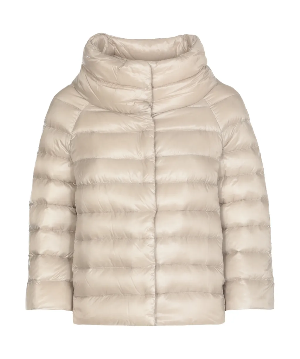 Long-Sleeved Quilted Down Jacket
